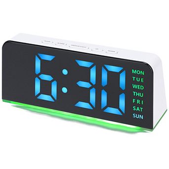 Digital Dual Alarm Clock w Night Light, Day of Week, Temperature, Dimmable 12/24H, 6.3x2.6x1.6 inch