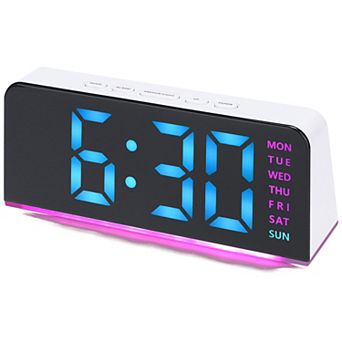 Digital Dual Alarm Clock w Night Light, Day of Week, Temperature, Dimmable 12/24H, 6.3x2.6x1.6 inch