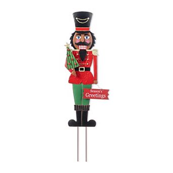 Glitzhome 36"H African Nutcracker Yardstake, Christmas Metal Wall Decor
