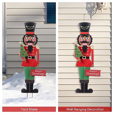 Glitzhome 36"H African Nutcracker Yardstake, Christmas Metal Wall Decor
