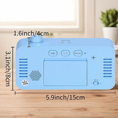 Small Digital Alarm Clock with Big Numbers Display, Dimmable, Temperature, 12/24H, 5.9x3.1x1.6 inch