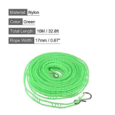 Portable Clothesline, 32.8ft Nylon Windproof Non-Slip Washing Line Rope