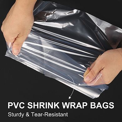 100 Pcs 12x7 Inch Shrink Wrap Bags, Blue Clear Heat Shrink Wrap for Gift Basket