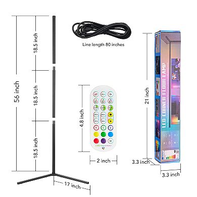 56” RGB Color-changing Corner Floor Lamp