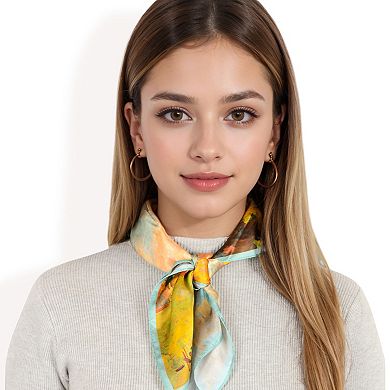 Women's Elegant Floral, Abstract, and Chain Print Silk Square Scarves with Luxurious Satin Finish