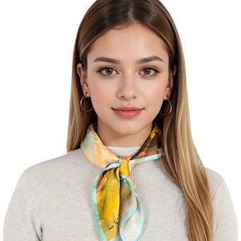 Women's Elegant Floral, Abstract, and Chain Print Silk Square Scarves with Luxurious Satin Finish