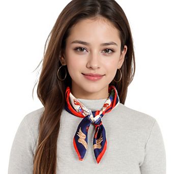 Women's Elegant Floral, Abstract, and Chain Print Silk Square Scarves with Luxurious Satin Finish