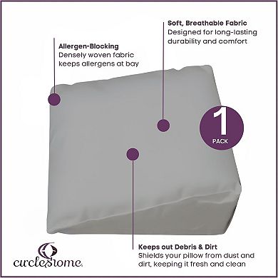 Circles Home Wedge Pillow Cover 100% Cotton, Zippered Wedge Pillow Case (24Wx25Lx12)