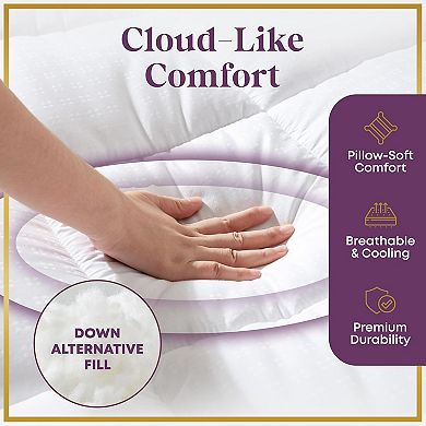 Circles Home Mattress Topper - Cotton, Down Alternative Fill, Anti-Slip Anchors, Soft & Comfy