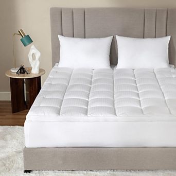 Circles Home Mattress Topper - Cotton, Down Alternative Fill, Anti-Slip Anchors, Soft & Comfy