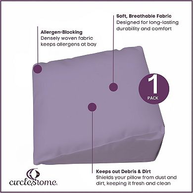 Circles Home Wedge Pillow Cover 100% Cotton, Zippered Wedge Pillow Case (25Wx26Lx10)