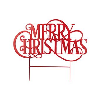 Glitzhome 36''L "MERRY CHRISTMAS" Yard Stake, Oversized Metal Christmas Wall Decor