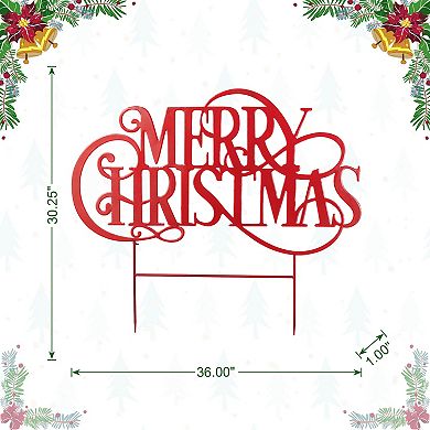 Glitzhome 36''L "MERRY CHRISTMAS" Yard Stake, Oversized Metal Christmas Wall Decor