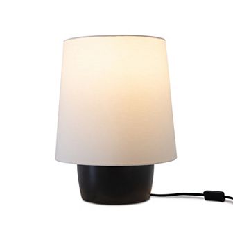 Dan LED Classic Table Lamp with Cream Tapered Drum Shade and Heavy Ceramic Base, Bulb Included (14")