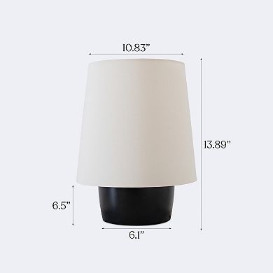 Dan LED Classic Table Lamp with Cream Tapered Drum Shade and Heavy Ceramic Base, Bulb Included (14")