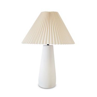 Gwen LED Modern Table Lamp with Cream Pleated Fabric Shade and Weighted Base, Bulb Included (21")