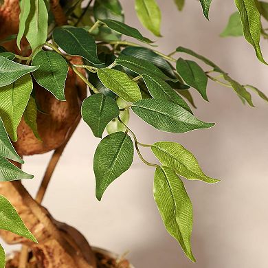 4FT Artificial Ficus Tree in Sturdy White Pot Indoor Faux Plant for Home & Office Decor