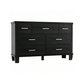 Modern 7-Drawer Wooden Dresser with Metal Handles,Storage Organizer for Bedroom & Living Room,Black