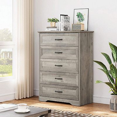 grey wood dresser tall Join Tall 5 Drawer Dresser  GRAYN  Urban Natural Home