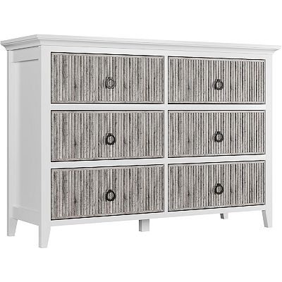 6 Drawer Waveform Fluted Dresser with Large Drawers, Anti-Tip Chest for  Bedroom & Living Room,Gray