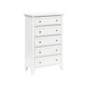 5 Drawer Dresser with Metal Handles, Closet Organizer and Storage for Bedroom, Living Room,White