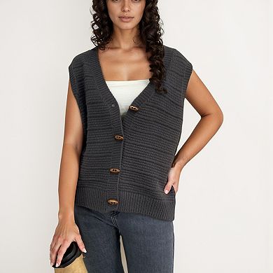 Carly Striped Button Down Vest