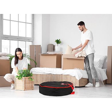 2 Pack Christmas Foldable Round Storage Bags with Handles, Moving Bags for Clothes, Comforters