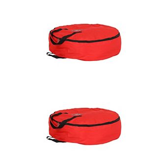2 Pack Christmas Foldable Round Storage Bags with Handles, Moving Bags for Clothes, Comforters
