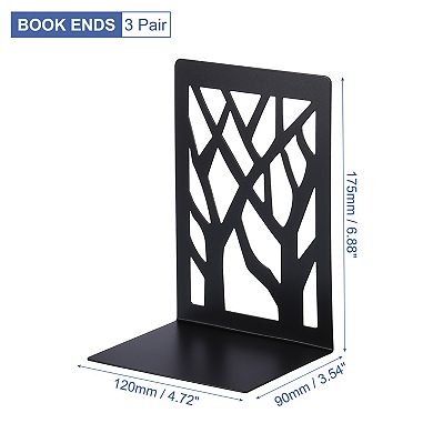 Book Ends, 3 Set Metal Bookends for Shelves Decorative Tree Book Shelf for Office Home Library