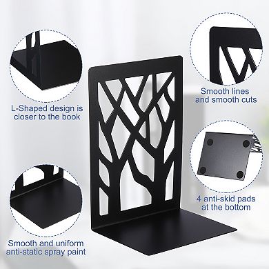 Book Ends, 3 Set Metal Bookends for Shelves Decorative Tree Book Shelf for Office Home Library