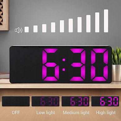 Small Digital Alarm Clock for Bedroom with Big Numbers Display, Dimmable, 12/24H, 6.3x2.4x1 inch