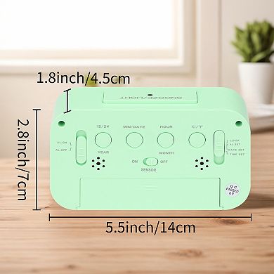 Small Digital Alarm Clock with Big Numbers Display, Temperature, Snooze, 12/24H, 5.5x2.8x1.8 inch