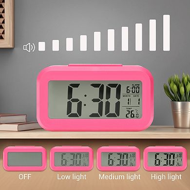 Small Digital Alarm Clock with Big Numbers Display, Temperature, Snooze, 12/24H, 5.5x2.8x1.8 inch