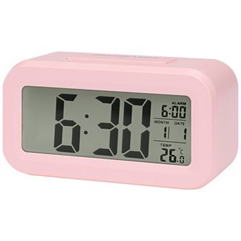 Small Digital Alarm Clock with Big Numbers Display, Temperature, Snooze, 12/24H, 5.5x2.8x1.8 inch