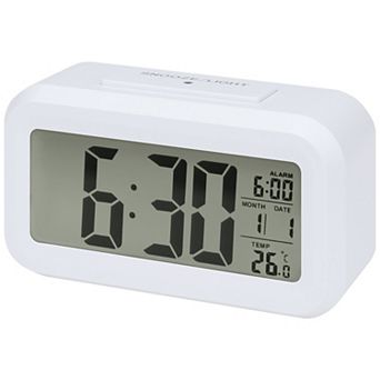 Small Digital Alarm Clock with Big Numbers Display, Temperature, Snooze, 12/24H, 5.5x2.8x1.8 inch