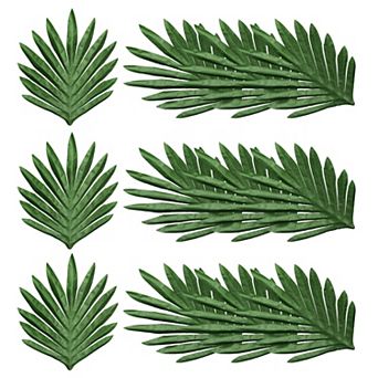 9" Palm Leaves, 12 Pack Artificial Palm Leaves Faux Palm Fronds Fake Palm Leaves