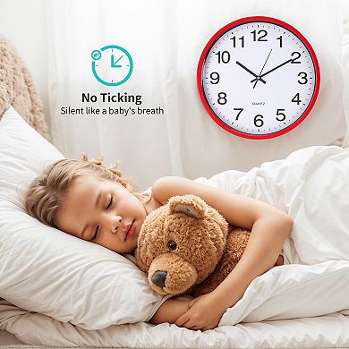 Simple Wall Clock, Big Number, Silent Non-Ticking Modern Battery Operated Clocks, 14x14x1.8 Inch