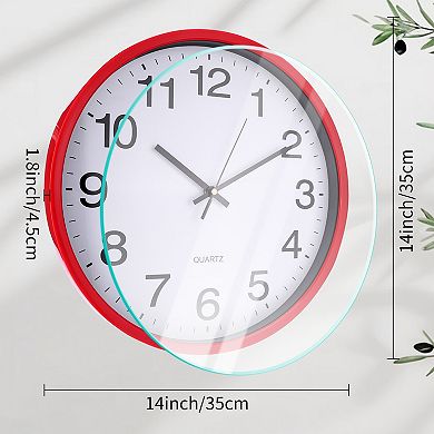 Simple Wall Clock, Big Number, Silent Non-Ticking Modern Battery Operated Clocks, 14x14x1.8 Inch
