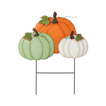 Glitzhome Stacked Pumpkin Yard Stake, Metal Garden Stake for Fall Harvest