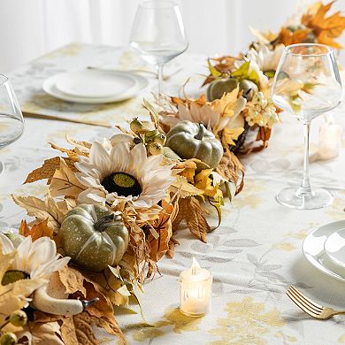 Glitzhome 72"L Decorative Garland for Fall, Neutral Sunflower, Pumpkin and Leaf Garland