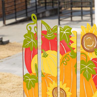 Glitzhome 41.75"H Fall Metal Yard Sign Stake, Pumpkin Patch Combo Garden Decor