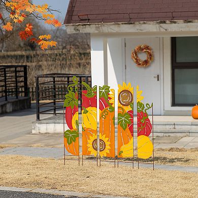 Glitzhome 41.75"H Fall Metal Yard Sign Stake, Pumpkin Patch Combo Garden Decor