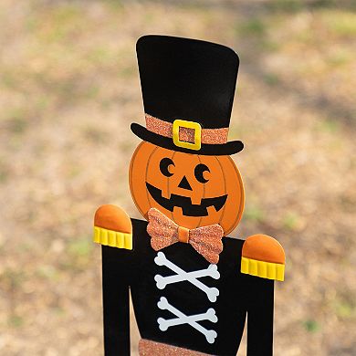 Glitzhome Set of 3 Nutcracker and HAPPY HALLOWEEN Yard Stakes