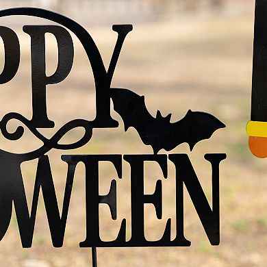 Glitzhome Set of 3 Nutcracker and HAPPY HALLOWEEN Yard Stakes