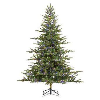 Glitzhome 7.5ft Pre-lit Artificial Christmas Tree, Vibrant Evergreen Fir Green Full Xmas Tree