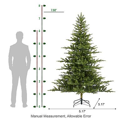 Glitzhome 7.5ft Pre-lit Artificial Christmas Tree, Vibrant Evergreen Fir Green Full Xmas Tree