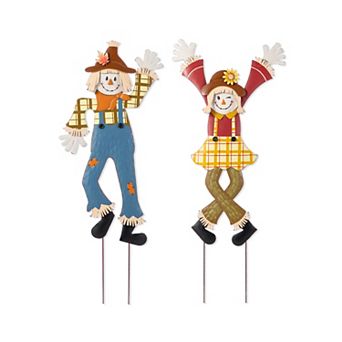 Glitzhome Scarecrow Yard Stake, 36"H Metal Garden Stake for Fall/Thanksgiving