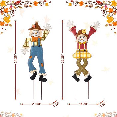 Glitzhome Scarecrow Yard Stake, 36"H Metal Garden Stake for Fall/Thanksgiving
