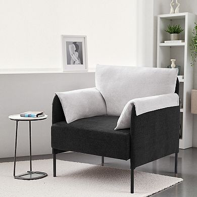 Serwall Two-Tone Loveseat Sofa with Wrapped Armrests