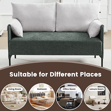 Serwall Two-Tone Loveseat Sofa with Wrapped Armrests